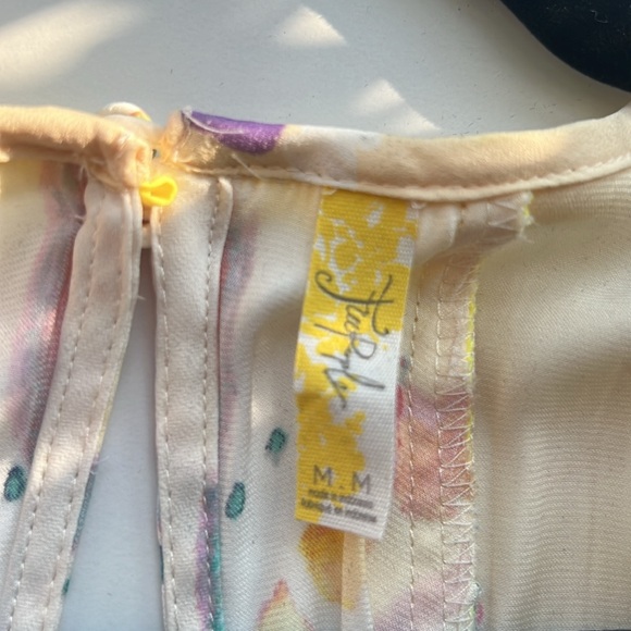 Free People 🌼 Dream Free Mini Tank Slip Dress Yellow Boho Floral Size M - Picture 9 of 11